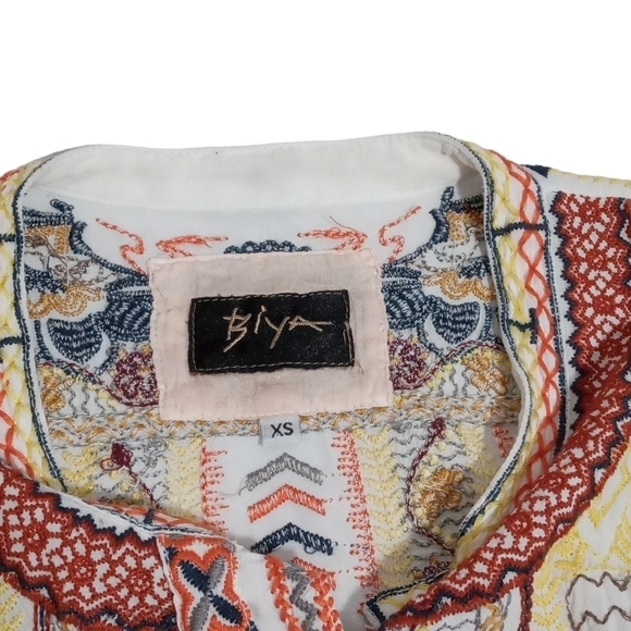 Johnny Was Biya Boho  Embroidered Handkerchief Hem Sleeveless Tunic Top Size XS - Picture 3 of 8